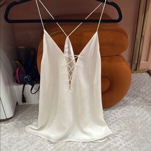 Cami NYC White Satin Slip tank